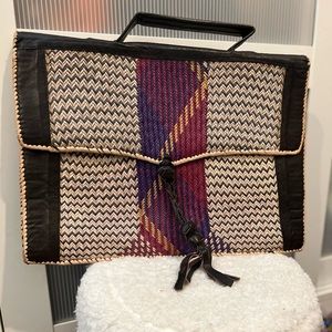 African Rattan Briefcase Style Bag